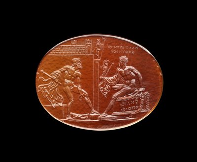 The Felix Gem, depicting Ulysses and Diomede seizing an image of Athena from Troy, 1st century by Roman